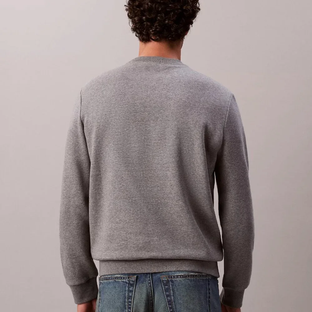 Calvin Klein Mens Monologo Fleece Crewneck Sweatshirt,‎ Grey Heather, Large, EUC
